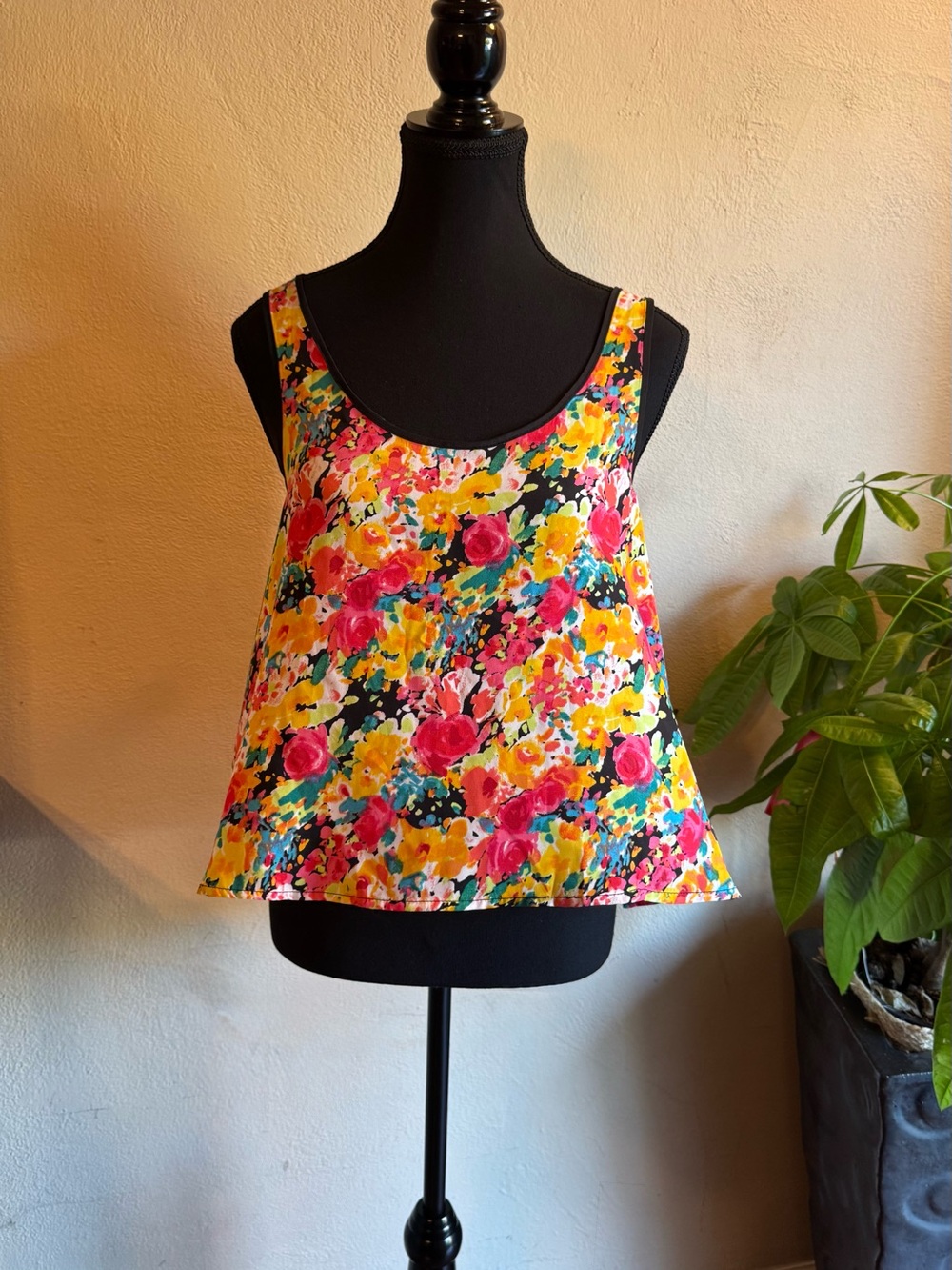 Material Girl Bright Floral Scoop Neck Tank Top
